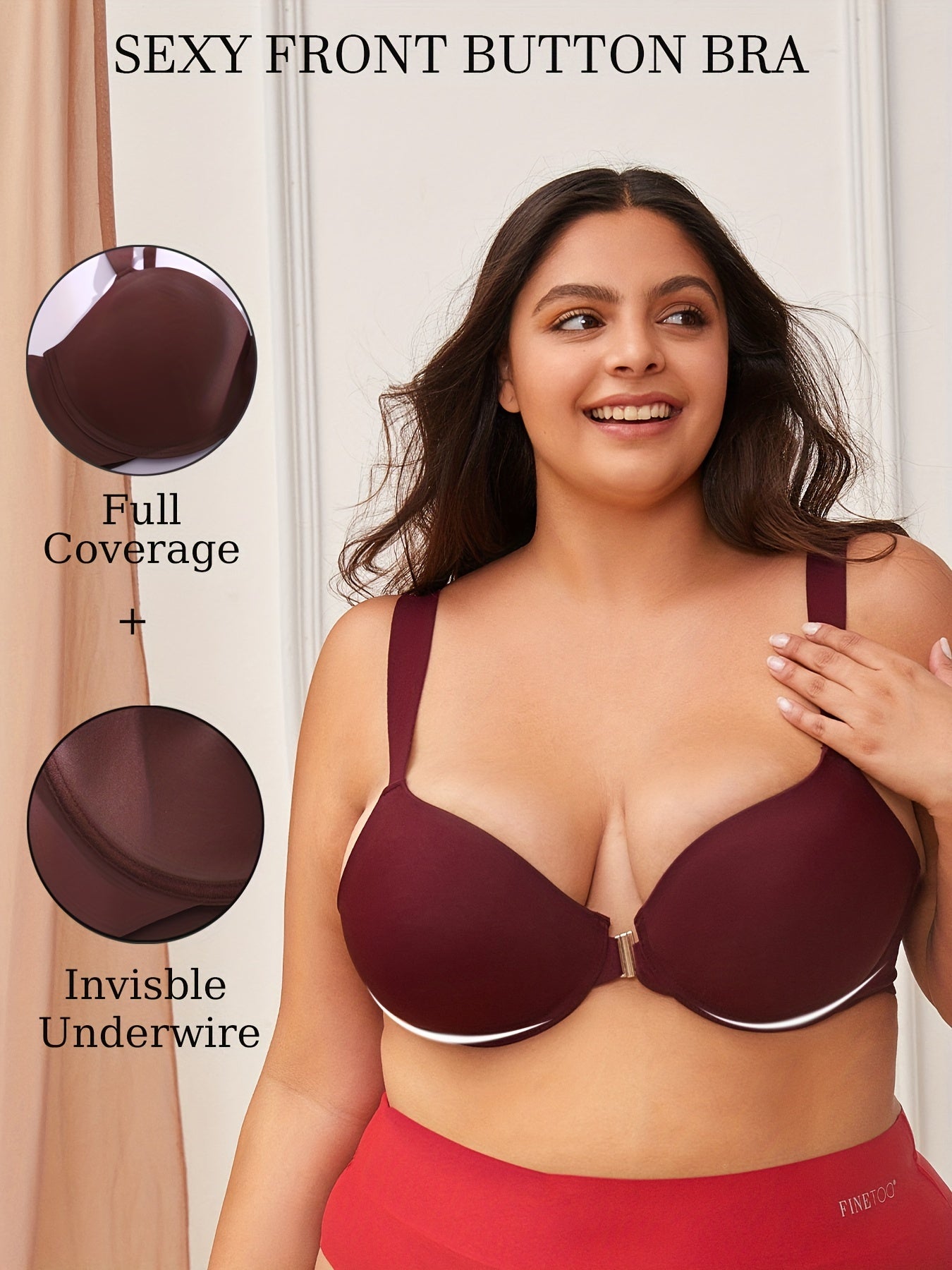 Front Closure Full Cover Invisible Underwire Push Up Bra