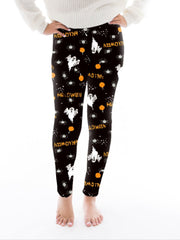 Allover Ghost & Slogan Print High Rise Leggings