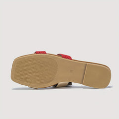Women's Square Toe Slide Sandals Lightweight Slip On Flat Shoes