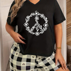 Floral Print V Neck Lounge Top