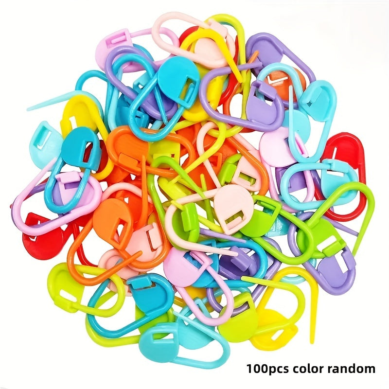 100pcs Colorful Plastic Safety Pins Knitting Markers Crochet Clips