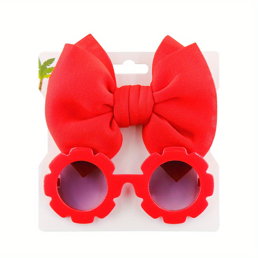 Girls Flower Sunglasses & Headband Set - Kids Gift