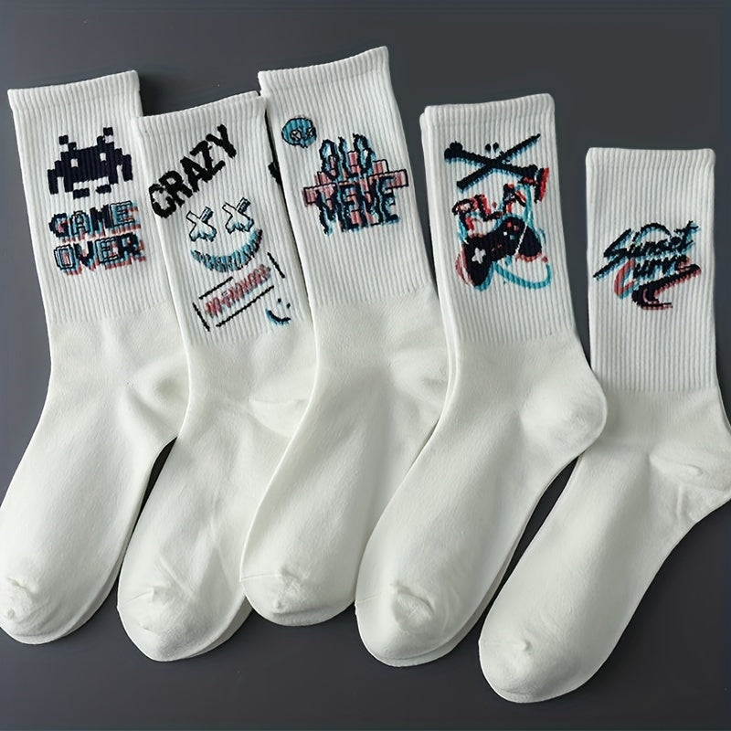 8 Pairs Cartoon Graffiti Socks Women's Stockings & Hosiery