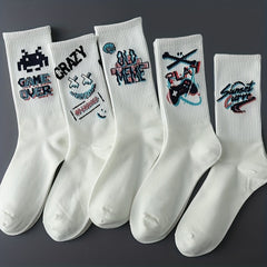 8 Pairs Cartoon Graffiti Socks Women's Stockings & Hosiery