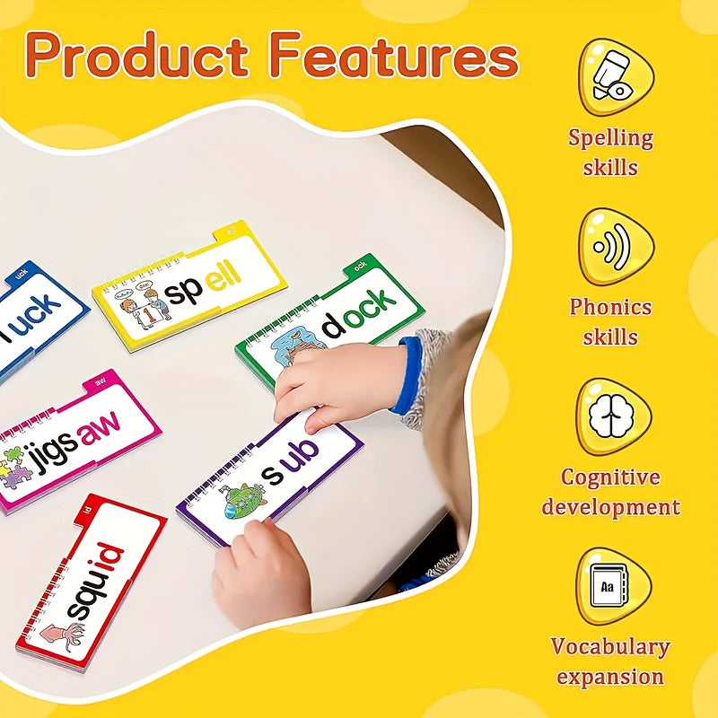 Alphabet Family Letter Sound Flashcards Phonics Learning Cards Rhyming Flip Book