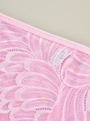 2 Pack Plus Size Panties Set Women's Plus Feather Lace Lemon Print