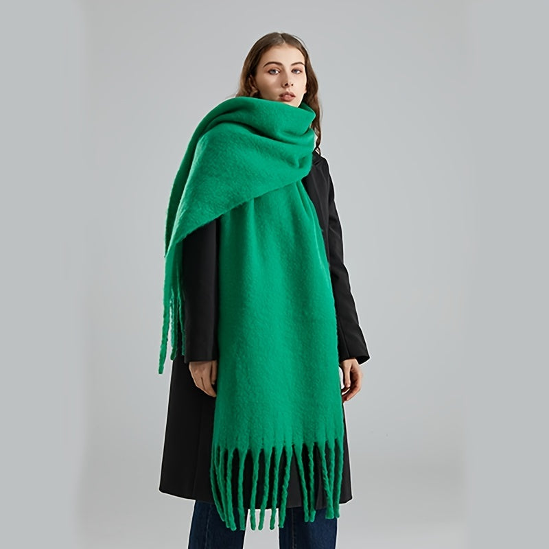 Winter Thick Tassel Scarf Warm Fuzzy Cold Windproof Chunky Scarf