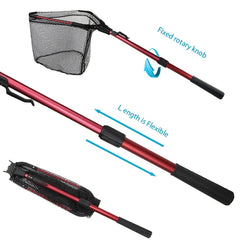 YVLEEN Folding Fishing Net Aluminum Telescopic Pole Nylon Mesh 16 Hoop Size