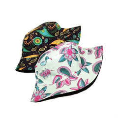 Boho Paisley Print Bucket Hat Reversible Lightweight Basin Hat