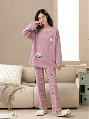 Cartoon Print Pajama Set Women's Sleepwear