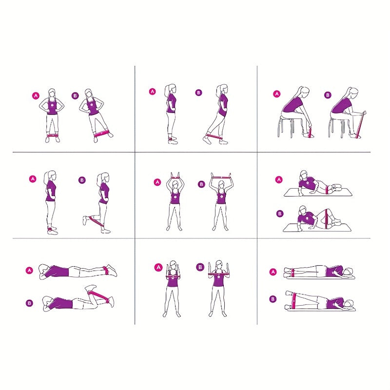 4-Piece Yoga Resistance Band Set with Stretch Strap for Hip Thigh Leg Training
