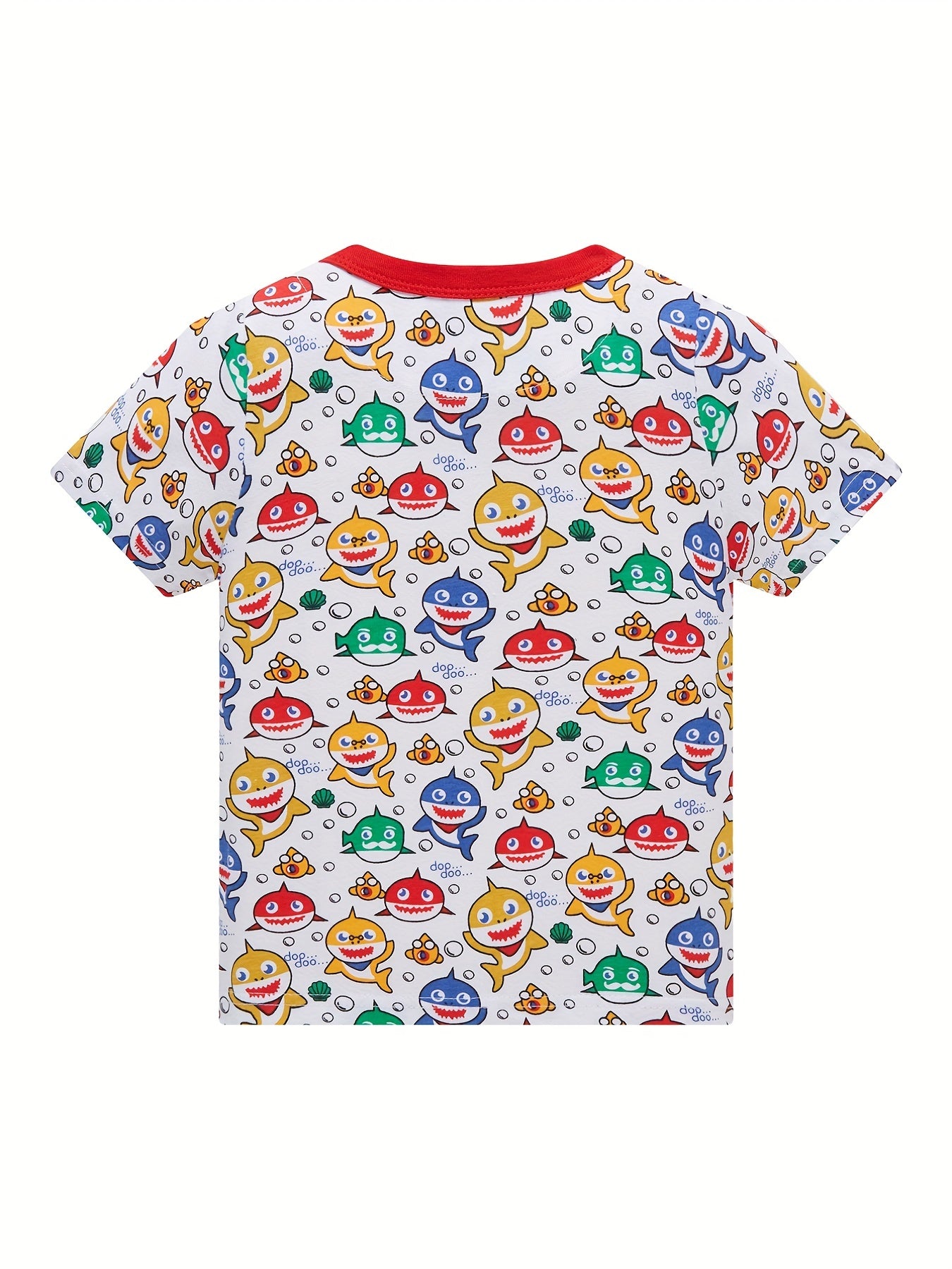Boys Shark Print Pajamas Set Cotton Short Sleeves Tops & Bottoms
