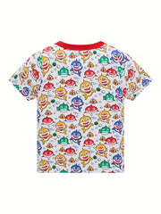Boys Shark Print Pajamas Set Cotton Short Sleeves Tops & Bottoms