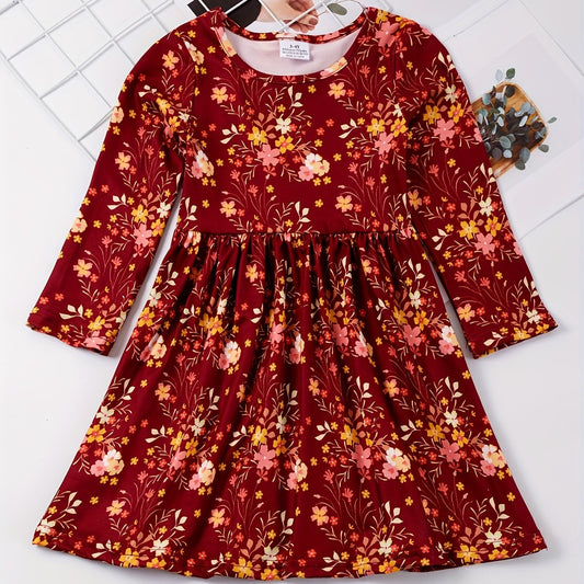 Floral Graphic Princess Dress for Toddlers Girls