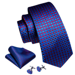 Barry Wang Men's Tie Silk Plaid Jacquard Tie Cufflinks Scarf Set