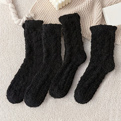 4 Pairs Fuzzy Socks Comfy & Warm Mid Tube Women's Stockings