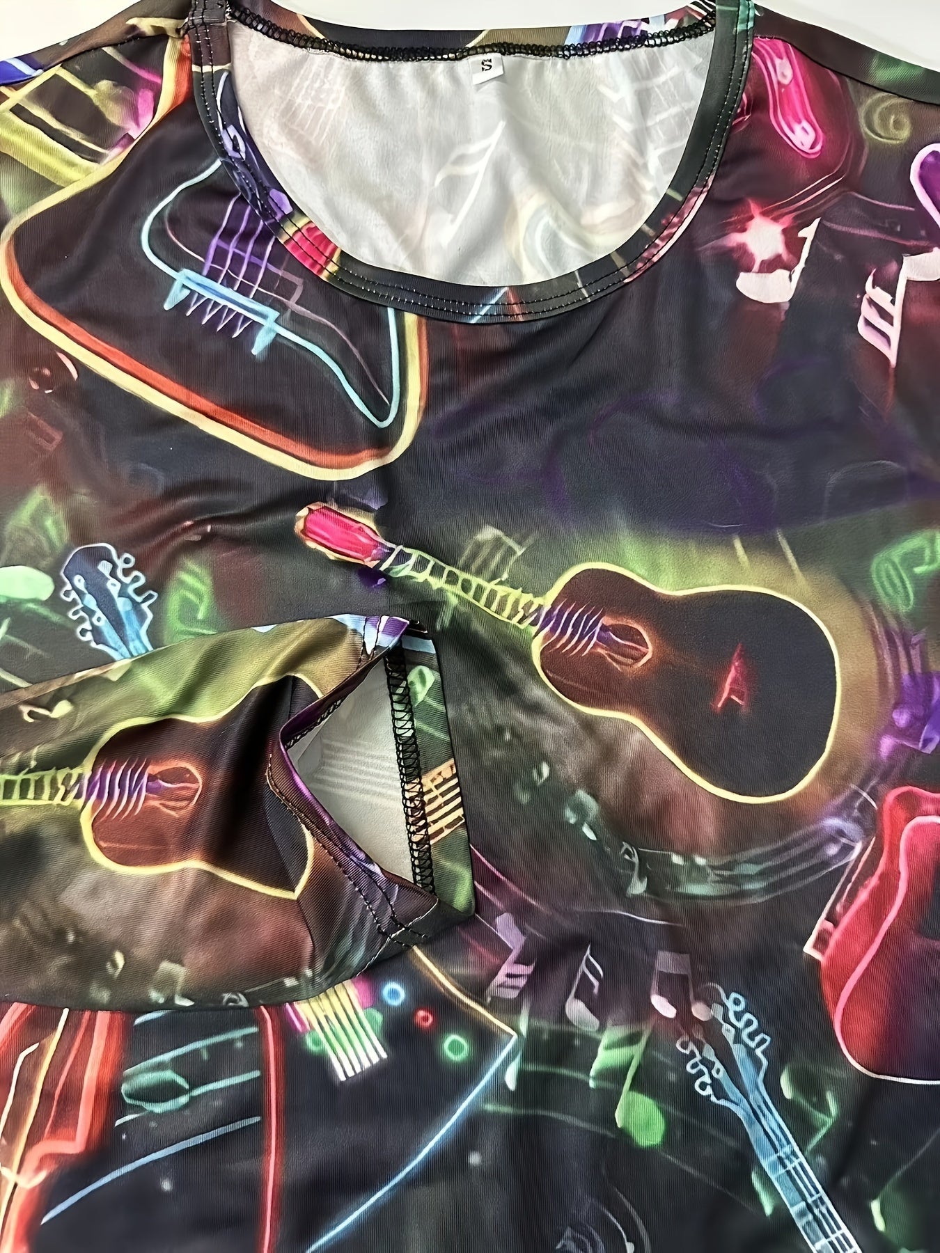 3D Print Guitar Men's Long Sleeve T-shirt for Autumn