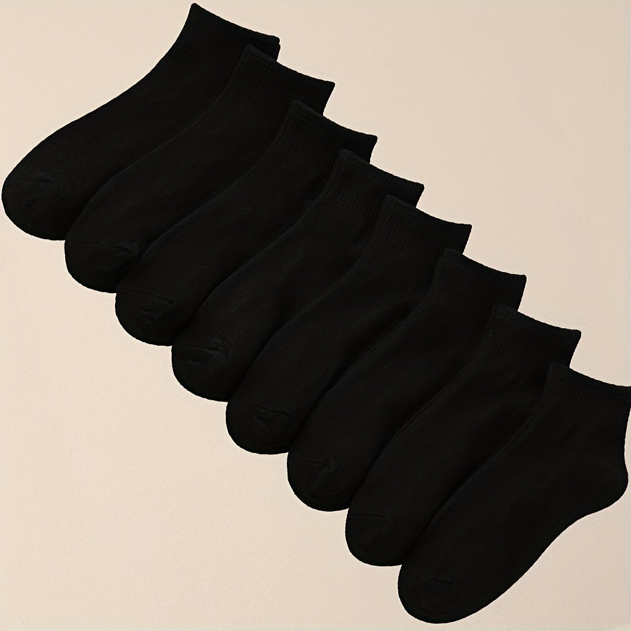 8 Pairs Solid Crew Socks Women's Stockings & Hosiery