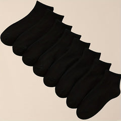 8 Pairs Solid Crew Socks Women's Stockings & Hosiery