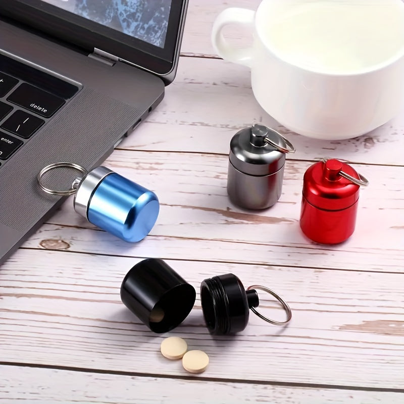Waterproof Pill Organizer & Metal Pill Holder Keychain