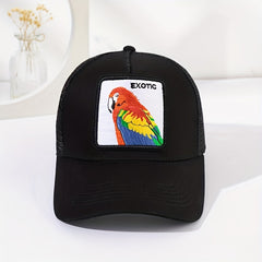 Parrot Embroidery Baseball Cap Summer Mesh Breathable Sun Hat Outdoor Casual