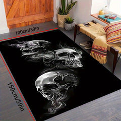 Gothic Skull Printed Mat Anti-slip Flannel Living Room Carpet