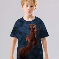 3D Print Squirrel Posture T-shirt Kids Street Wear