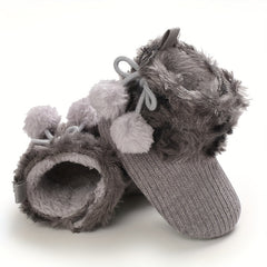 Furry Ball Baby Girls Comfort Boots Soft Warm Plus Fleece Boots