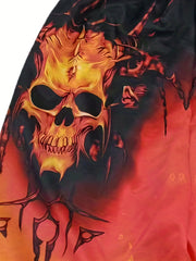 Men's Fiery Skull Graphic Shorts Elastic Waist Stretch Summer Outdoor Wear