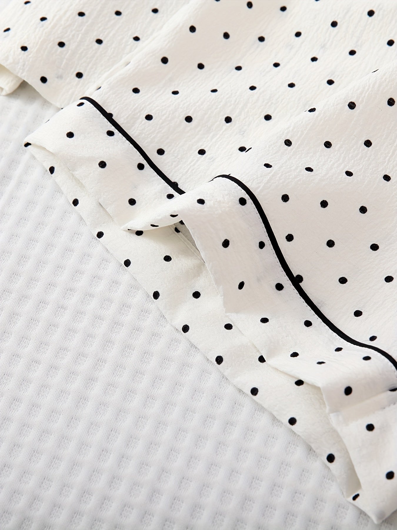 Polka Dot Pajama Set Short Sleeve Lapel Buttons Top & Shorts Women's Sleepwear