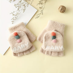 Children's Cartoon Winter Gloves Half Finger