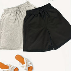 Women's Solid Drawstring Shorts 2 Pack for Spring & Summer