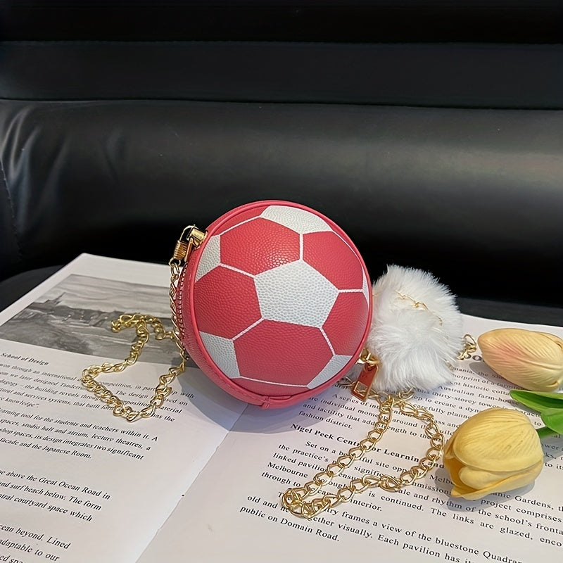 Kids Mini Football Crossbody Bag Plush Bag Charm Coin Bag Wallet