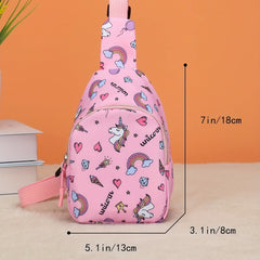 Kids Unicorn Rainbow Pattern Backpack & Crossbody Bag Set