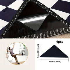 4pcs Anti Slip Carpet Sticker for Ceramic Tiles & Wooden Floor Areas
