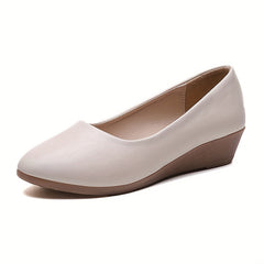 Women's Wedge Slip On Soft Sole Faux Leather Shoes