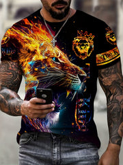 Lion 3d Print Men's Short Sleeve T-shirt Graphic Tee Men's Summer Clothes