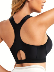 Front Buckle Support Bra with Wide Straps