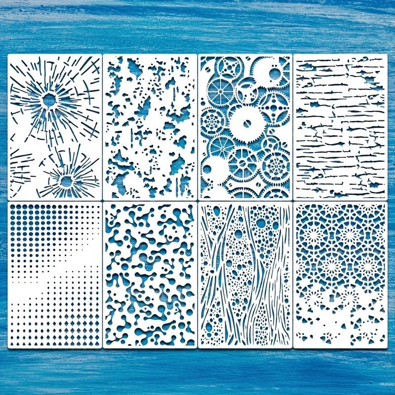 8pcs Reusable Texture Painting Stencil for DIY Layering Stencils Scrapbook