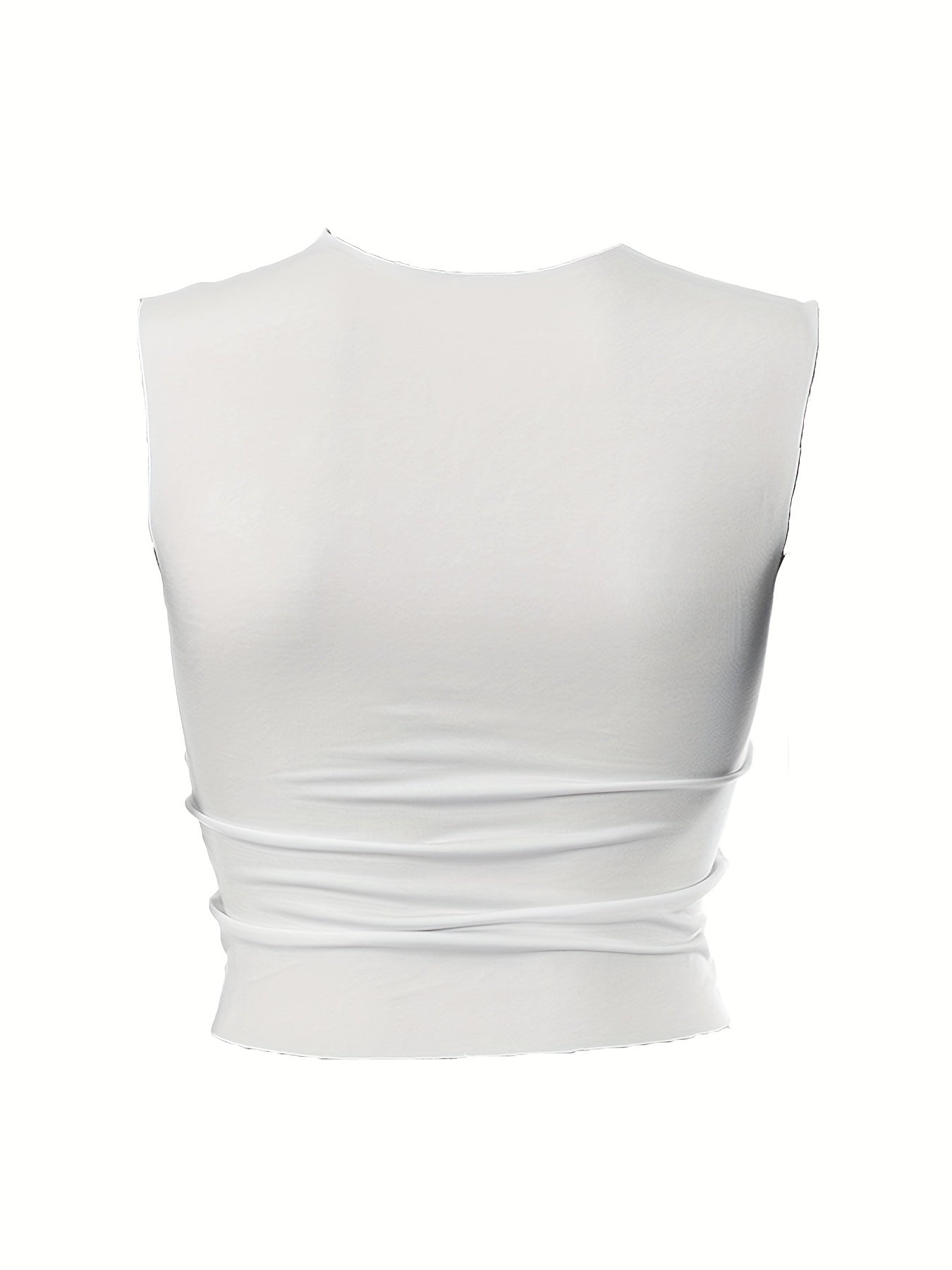 Ruched Crop Tank Top V neck Sleeveless Casual Summer Women's Clothing