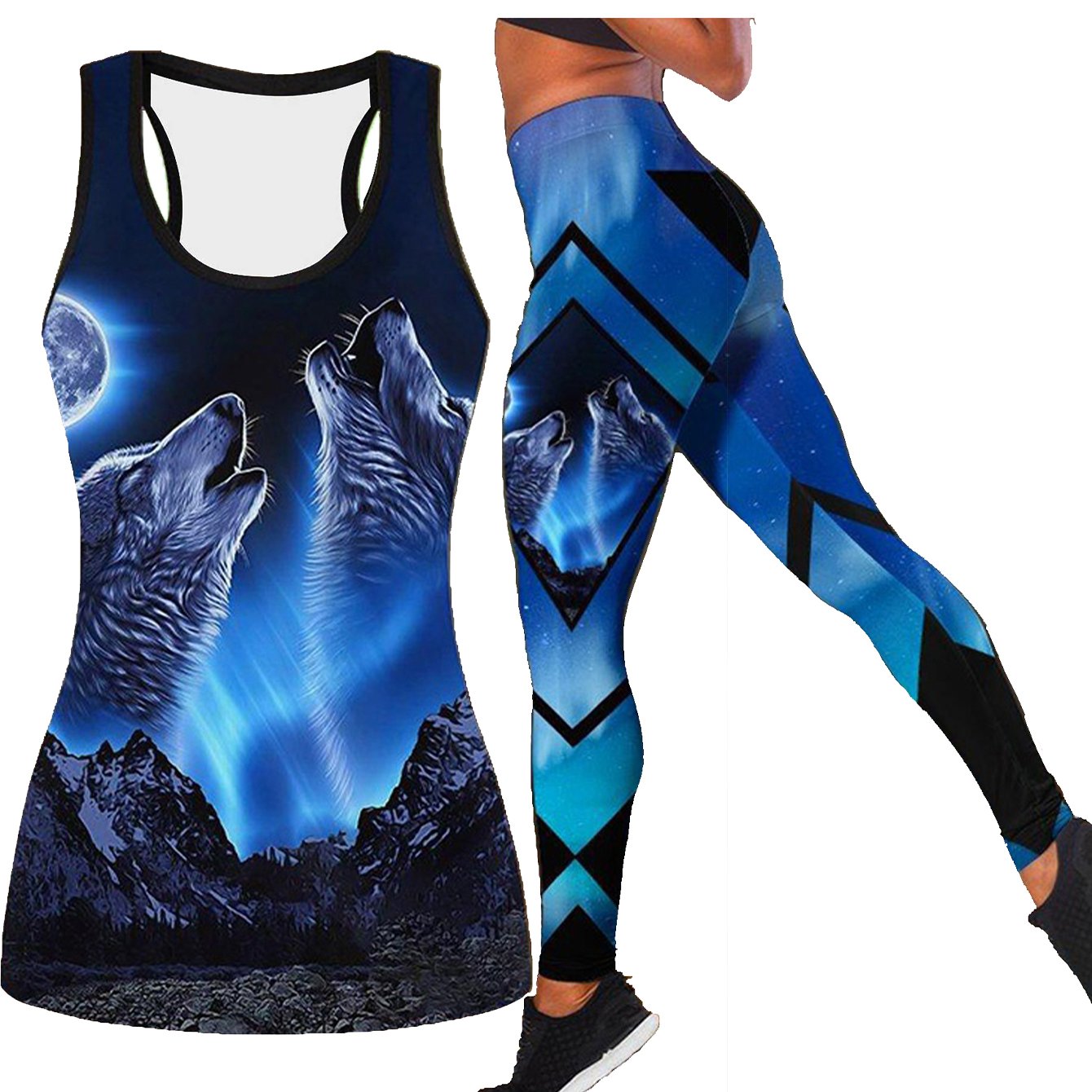 Wolf Print Tank Top & Leggings Set