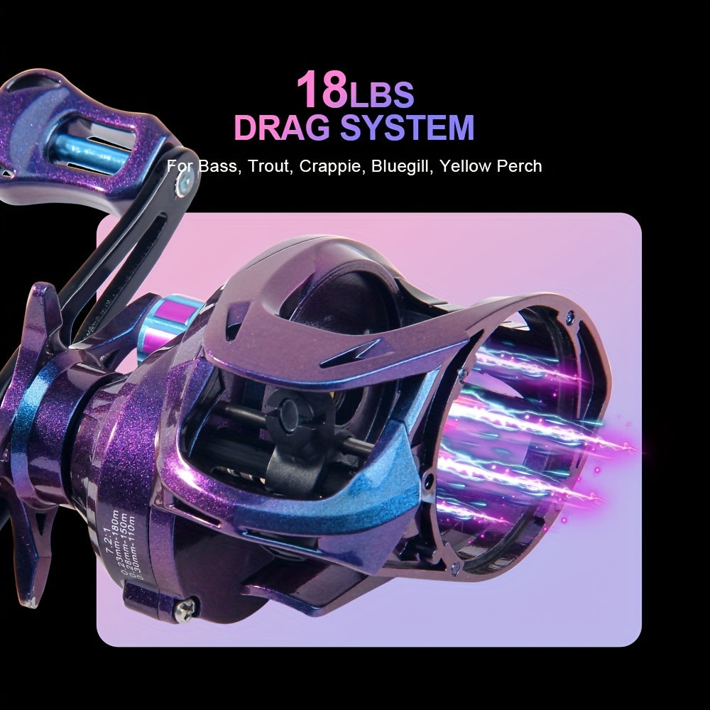 HAUT TON GALAXY Baitcaster Fishing Reel 7.2:1 Gear Ratio 5+1BB