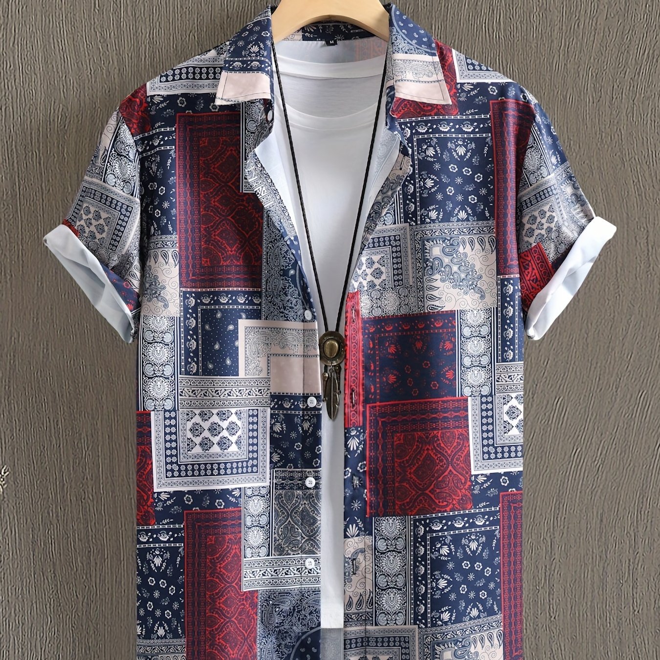 Retro Style Graphic Pattern Shirt Men's Casual Semi-Formal Button Up