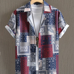 Retro Style Graphic Pattern Shirt Men's Casual Semi-Formal Button Up