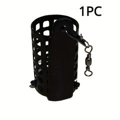 Metal Fishing Feeder With Swivel Snap Ring Bait Cage