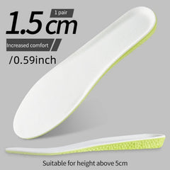 1 Pair Invisible Height Increase Insoles Green Memory Foam Shoes Sole Pad
