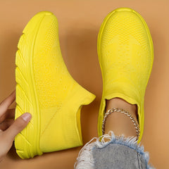 Solid Mesh Breathable Woven Casual Shoes Soft Comfortable Shock Absorption