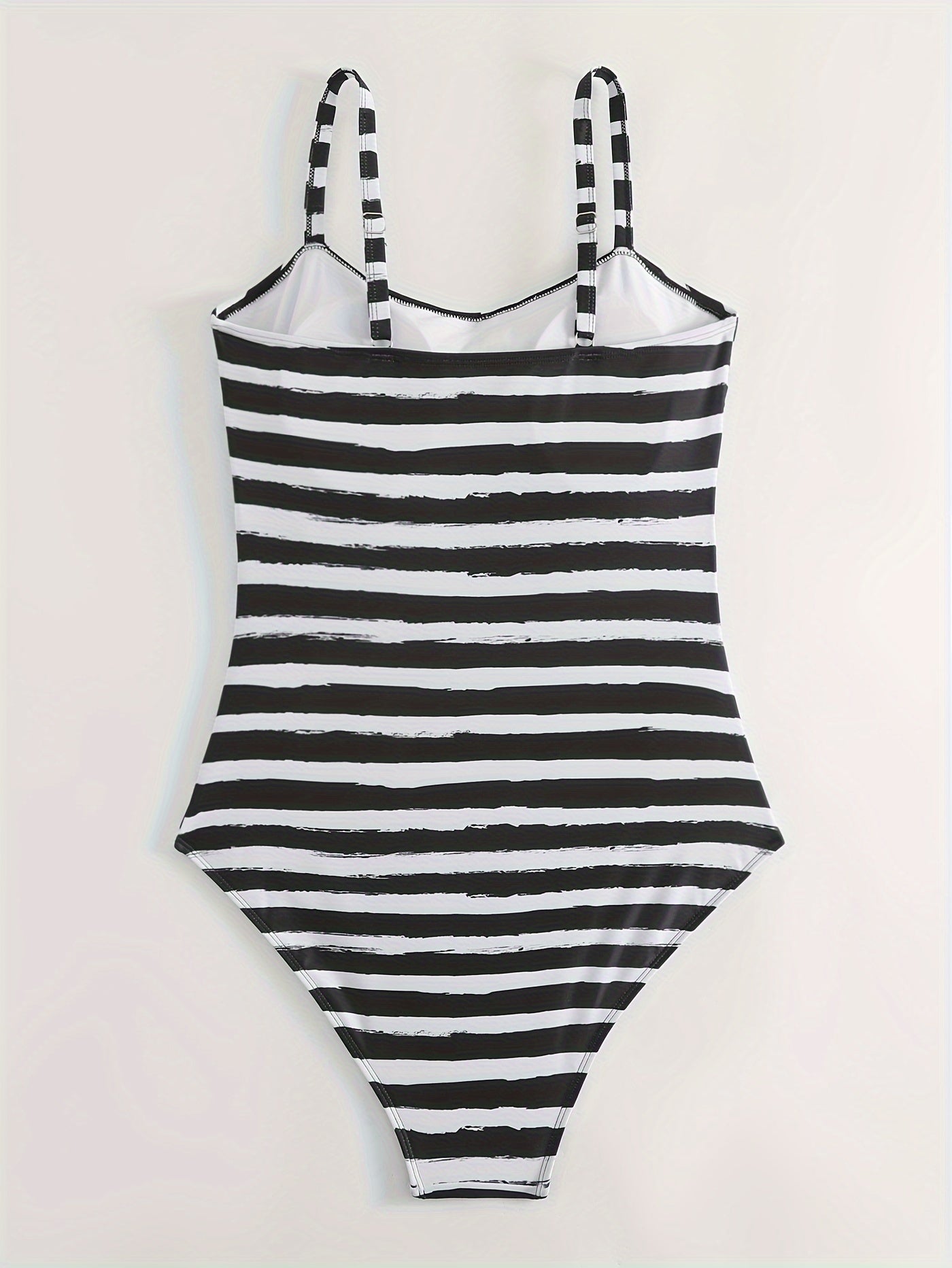 Striped Cross Front One Piece Swimsuit