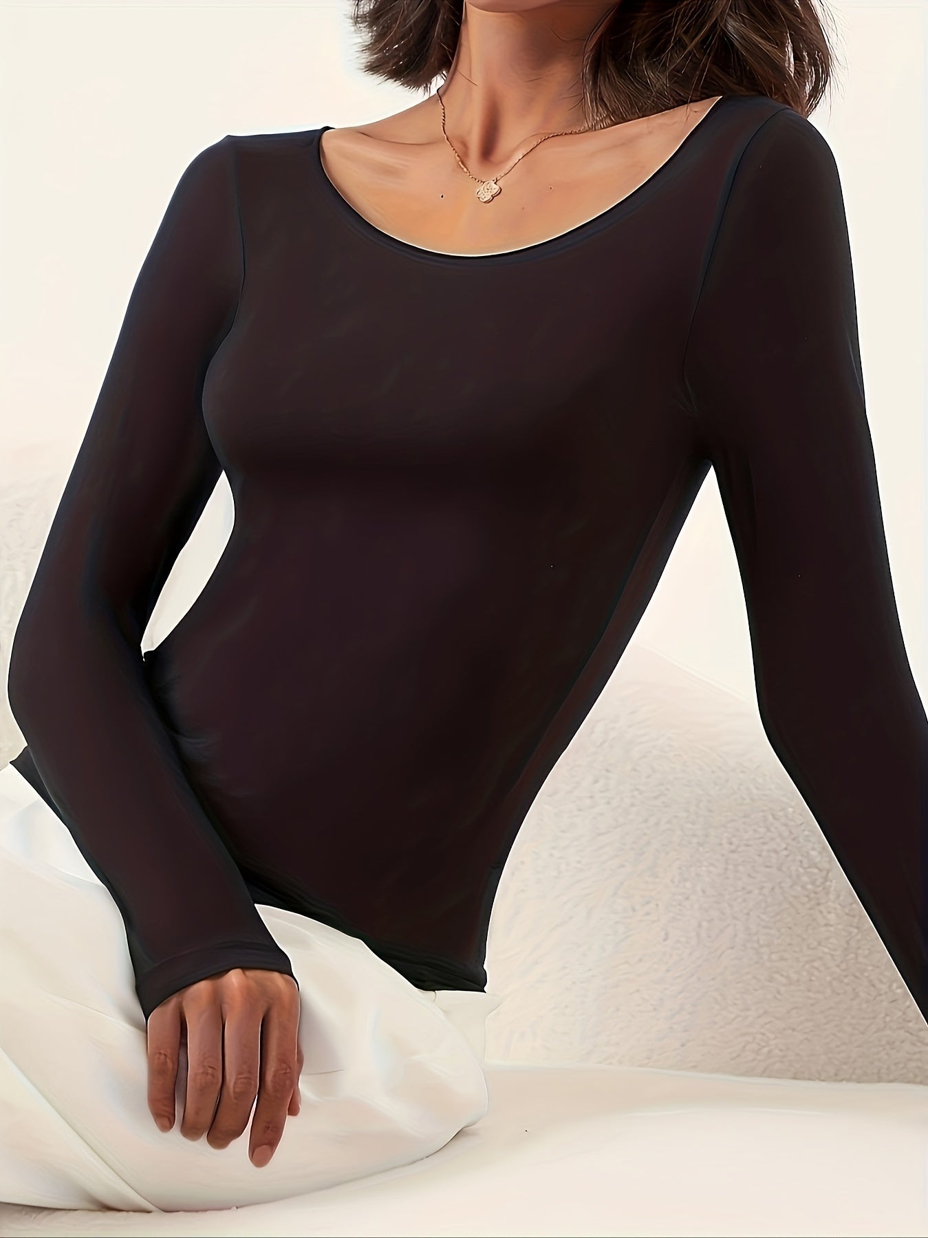 Women's Solid Thermal Underwear Long Sleeve Top