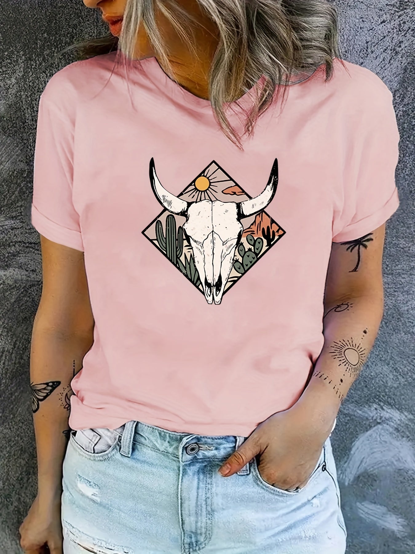 Women's Graphic Tee Crew Neck Casual Sports T-shirt